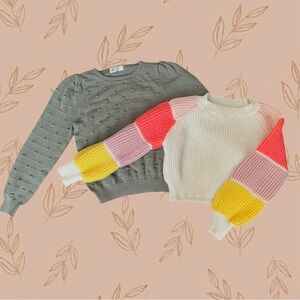 Bundle 5T/6 H&M sweaters Olive cute balloon sleeve